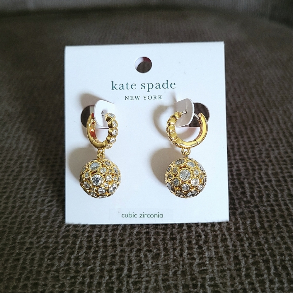 Kate Spade♠️ "On The Dot" Sphere🌎 Huggie🤗 Hoop Earrings - Picture 6 of 16